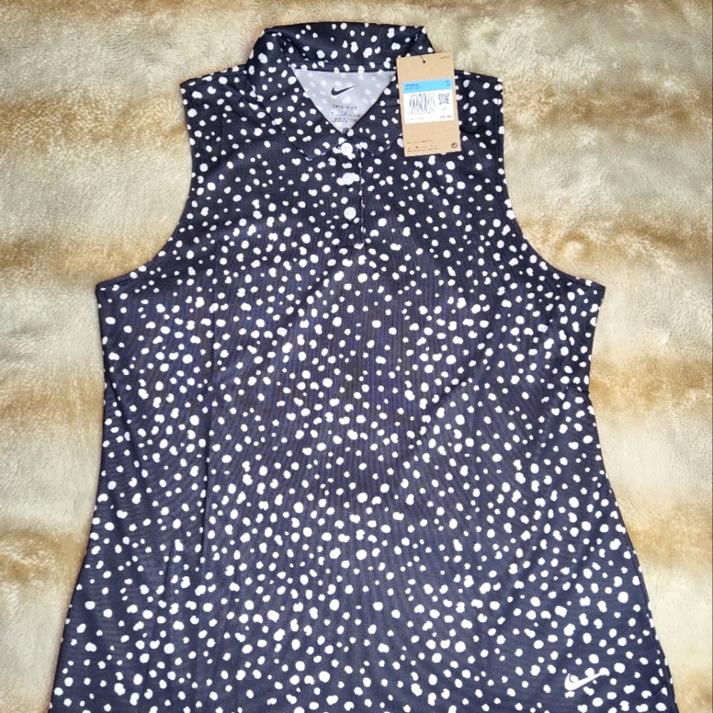 Nike DriFIT Black & White Sleeveless Polo Size M